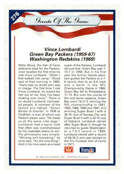 1992 All World #276 Vince Lombardi Back