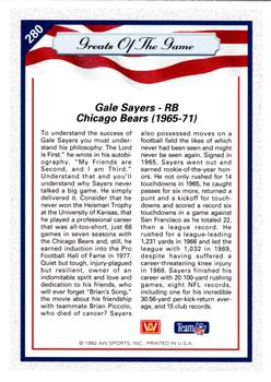 1992 All World #280 Gale Sayers Back
