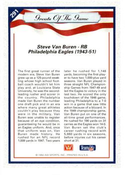 1992 All World #291 Steve Van Buren Back