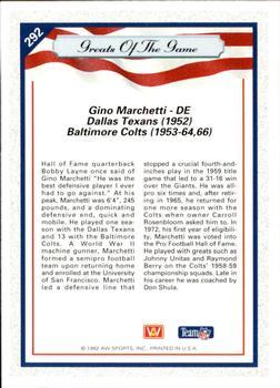 1992 All World #292 Gino Marchetti Back