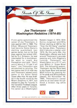 1992 All World #296 Joe Theismann Back