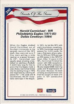 1992 All World #290 Harold Carmichael Back