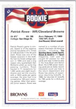 1992 All World #42 Patrick Rowe Back