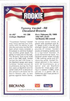 1992 All World #50 Tommy Vardell Back