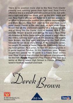 1992 All World - Greats/Rookies #SG14 Derek Brown Back