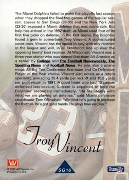 1992 All World - Greats/Rookies #SG16 Troy Vincent Back