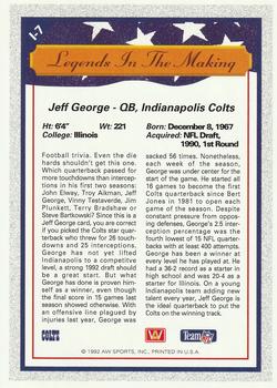 1992 All World - Legends/Rookies #L-7 Jeff George Back