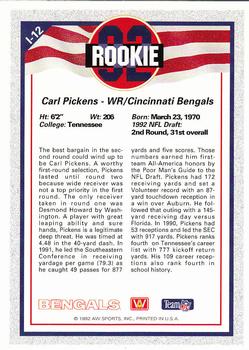 1992 All World - Legends/Rookies #L-12 Carl Pickens Back