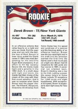 1992 All World - Legends/Rookies #L-14 Derek Brown Back