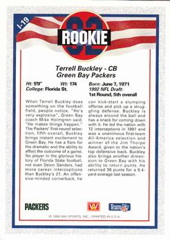 1992 All World - Legends/Rookies #L-19 Terrell Buckley Back