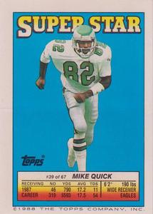 1988 Topps Stickers #45 / 248 Mike Quick / Stephen Starring Back