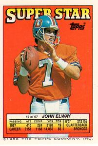 1988 Topps Stickers - Super Star Backs #3 John Elway Front