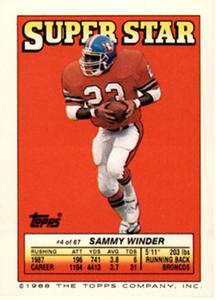 1988 Topps Stickers - Super Star Backs #4 Sammy Winder Front