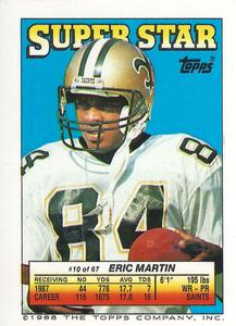 1988 Topps Stickers - Super Star Backs #10 Eric Martin Front