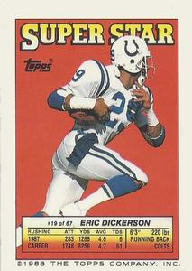 1988 Topps Stickers - Super Star Backs #19 Eric Dickerson Front