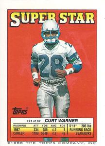 1988 Topps Stickers - Super Star Backs #21 Curt Warner Front