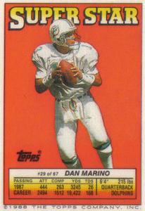 1988 Topps Stickers - Super Star Backs #29 Dan Marino Front