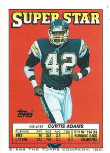 1988 Topps Stickers - Super Star Backs #32 Curtis Adams Front