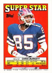 1988 Topps Stickers - Super Star Backs #36 Chris Burkett Front