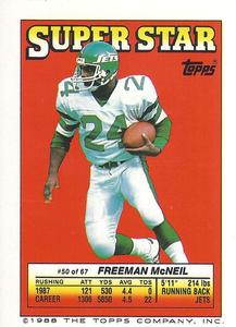 1988 Topps Stickers - Super Star Backs #50 Freeman McNeil Front