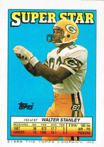 1988 Topps Stickers - Super Star Backs #53 Walter Stanley Front