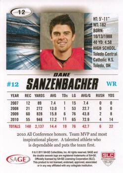 2011 SAGE HIT #12 Dane Sanzenbacher Back