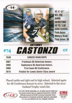 2011 SAGE HIT #14 Anthony Castonzo Back