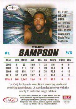 2011 SAGE HIT #1 DeMarco Sampson Back