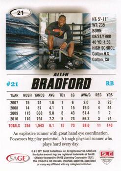 2011 SAGE HIT #21 Allen Bradford Back