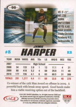 2011 SAGE HIT #98 Jamie Harper Back