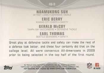2010 Topps Prime - 4th Quarter #4Q-9 Ndamukong Suh / Eric Berry / Gerald McCoy / Earl Thomas Back