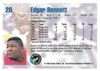 1992 Classic Draft Picks - Gold #20 Edgar Bennett Back