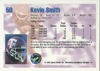 1992 Classic Draft Picks - Gold #50 Kevin Smith Back