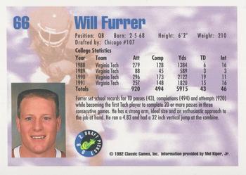 1992 Classic Draft Picks - Gold #66 Will Furrer Back