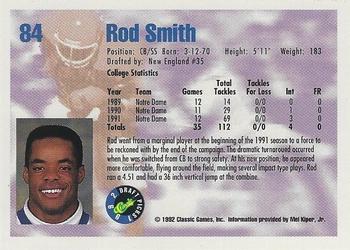 1992 Classic Draft Picks - Gold #84 Rod Smith Back