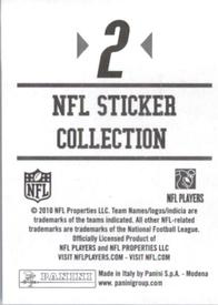 2010 Panini NFL Sticker Collection #2 NFLPA Logo Back