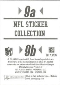 2010 Panini NFL Sticker Collection #9a / 9b New England Patriots Helmet / New York Jets Helmet Back
