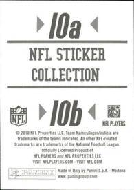 2010 Panini NFL Sticker Collection #10a / 10b Baltimore Ravens Helmet / Cincinnati Bengals Helmet Back