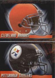 2010 Panini NFL Sticker Collection #11a / 11b Cleveland Browns Helmet / Pittsburgh Steelers Helmet Front