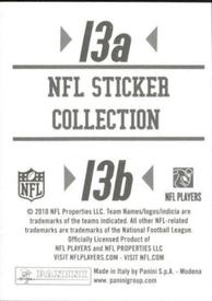 2010 Panini NFL Sticker Collection #13a / 13b Jacksonville Jaguars Helmet / Tennessee Titans Helmet Back