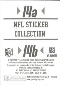 2010 Panini NFL Sticker Collection #14a / 14b Denver Broncos Helmet / Kansas City Chiefs Helmet Back