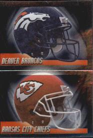 2010 Panini NFL Sticker Collection #14a / 14b Denver Broncos Helmet / Kansas City Chiefs Helmet Front