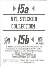 2010 Panini NFL Sticker Collection #15a / 15b Oakland Raiders Helmet / San Diego Chargers Helmet Back