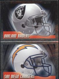2010 Panini NFL Sticker Collection #15a / 15b Oakland Raiders Helmet / San Diego Chargers Helmet Front