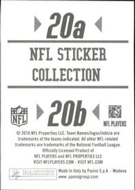 2010 Panini NFL Sticker Collection #20a / 20b Atlanta Falcons Helmet / Carolina Panthers Helmet Back
