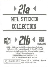 2010 Panini NFL Sticker Collection #21a / 21b New Orleans Saints Helmet / Tampa Bay Buccaneers Helmet Back