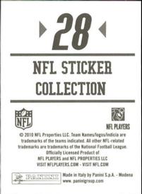 2010 Panini NFL Sticker Collection #28 Fred Jackson Back