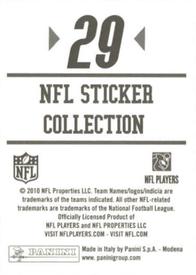 2010 Panini NFL Sticker Collection #29 Lee Evans Back