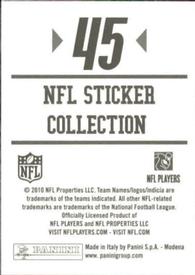 2010 Panini NFL Sticker Collection #45 Lex Hilliard Back