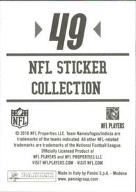 2010 Panini NFL Sticker Collection #49 Yeremiah Bell Back